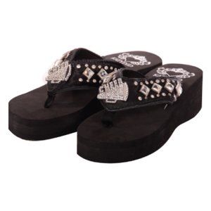 Katydid Black Cheerleading Wedge Flip Flops